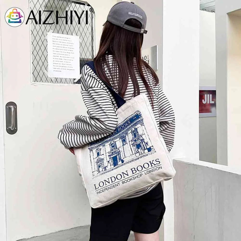 London Bookshop Canvas Clutch Purse Travel Shopping