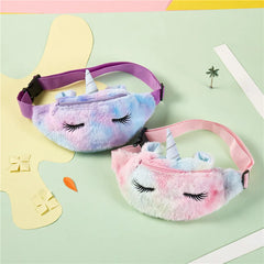 Flannel Waist Pack Unicorn Eyelash Shoulder Belt Bag Girl Fanny Phone Bag