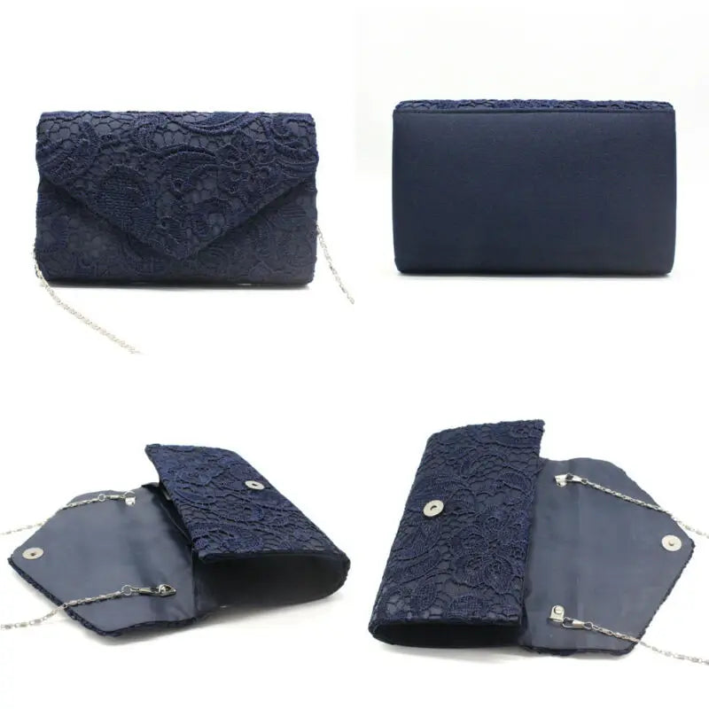 Floral Lace Evening Party Clutch Bag Bridal Wedding Purse Handbag
