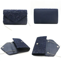 Floral Lace Evening Party Clutch Bag Bridal Wedding Purse Handbag