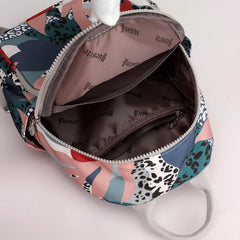 Floral Print Nylon Travel Bagpack Phone Purse Rugzak Mini Backpack for Girls