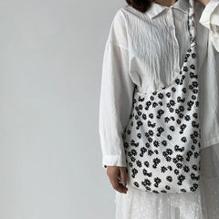 Floral Shoulder Bags Students Cross-body Casual Totes Bag Retro Cotton Handbags