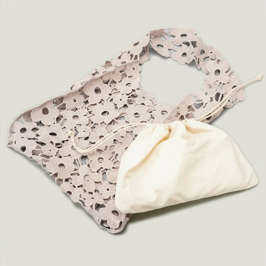 Women Flower Hollow Canvas Shoulder Bag Handbags