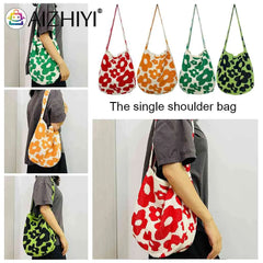 Women Flower Knitted Shoulder Bag Handbag Large Capacity Travel Tote