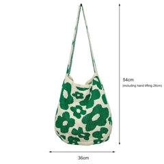 Women Flower Knitted Shoulder Bag Travel Shopper Bag Female Handbags
