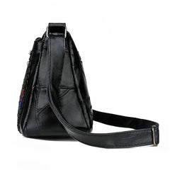 Women Flower Printed PU Leather Crossbody Bag Large Capacity Shoulder Bag