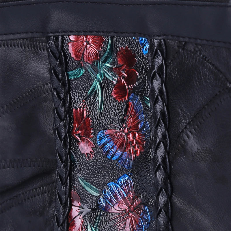 Women Flower Printed Crossbody Bag Large Capacity Shoulder Bag Retro Handbag