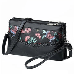 Women Flower Printed Crossbody Bag Large Capacity Shoulder Bag Retro Handbag