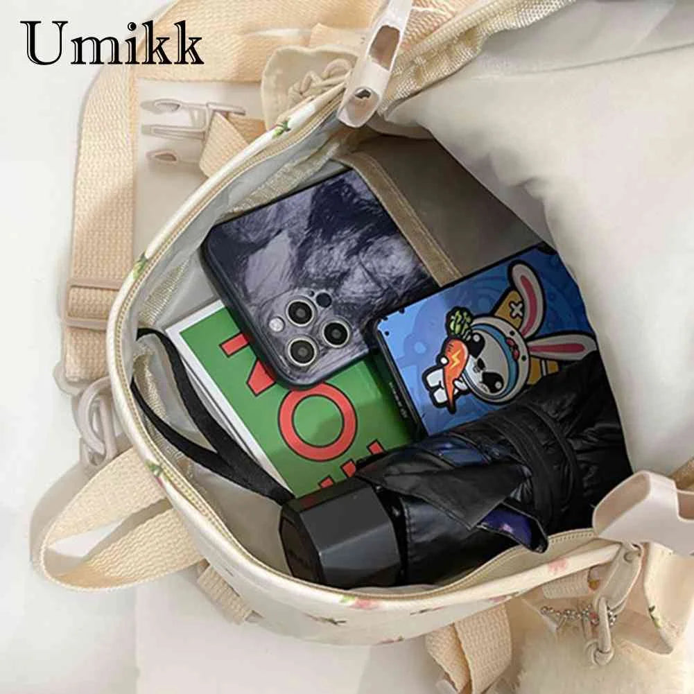 Women Flowers Backpack with Pendant Floral School Bag