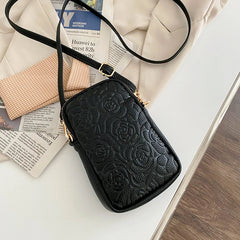 Women Flowers Handbags Soft Leather Shoulder Bag Cell Phone Purse Small Crossbod