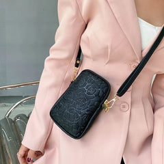 Women Flowers Handbags Soft Leather Shoulder Bag Cell Phone Purse Small Crossbod
