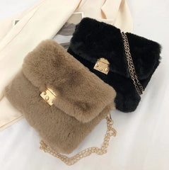 Fluffy Square Bag Chain Cross Body Plush