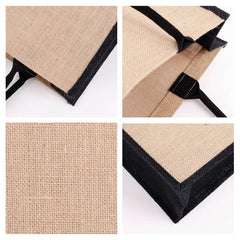 Women Foldable Jute Burlap Tote Bag Large Reusable Grocery Bags with Handles