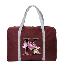 Foldable Gym Shoulder Bag Large Capacity Flower Print Yoga Tote Travel Handbag