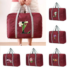 Foldable Shoulder Bag Flower Letter Print Training Travel Handbag