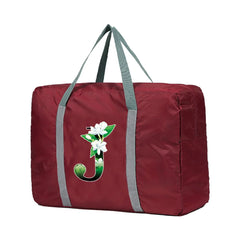 Foldable Shoulder Bag Flower Letter Print Training Travel Handbag
