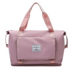 Women Foldable Gym Bag Large Capacity Shoulder Handbag Yoga Sport Tote Sac