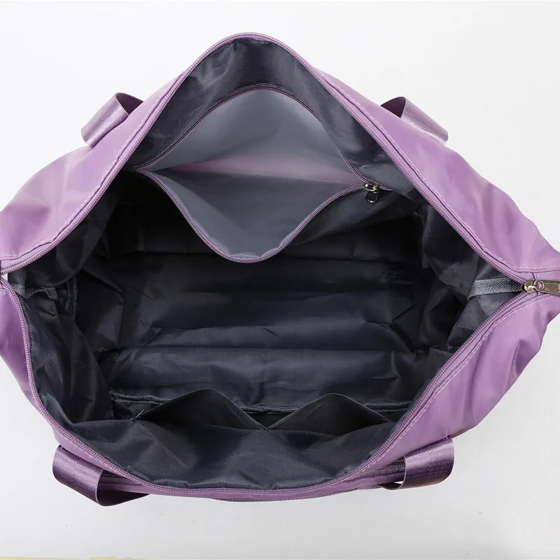 Women Foldable Gym Bag Large Capacity Shoulder Handbag Yoga Sport Tote Sac