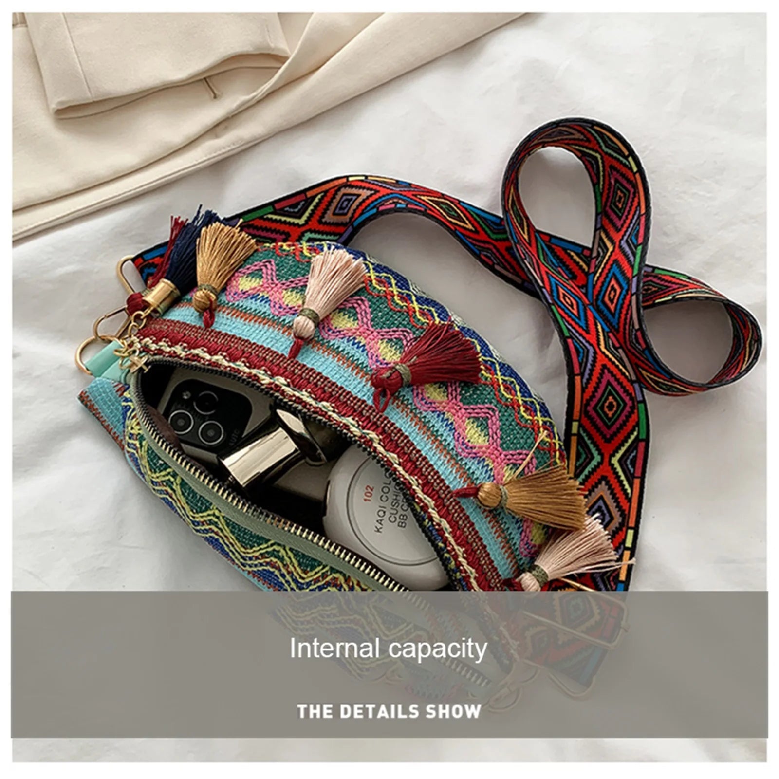 Women Folk Style Waist Bag with Adjustable Strap Fanny Pack