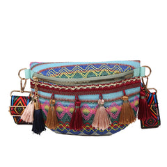Women Folk Style Waist Bag with Adjustable Strap Fanny Pack