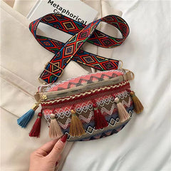 Women Folk Style Waist Bags with Adjustable Strap Fanny Pack