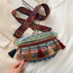 Women Folk Style Waist Bags with Adjustable Strap Fanny Pack