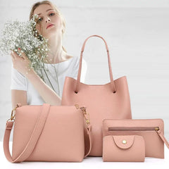 Women 4 Piece Handbag Set Shoulder Tote Crossbody Wallet Casual Female Bags