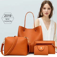 Women 4 Piece Handbag Set Shoulder Tote Crossbody Wallet Casual Female Bags