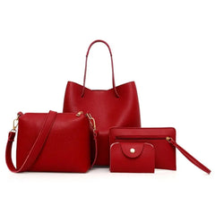 Women 4 Piece Handbag Set Shoulder Tote Crossbody Wallet Casual Female Bags