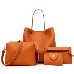 Women 4 Piece Handbag Set Shoulder Tote Crossbody Wallet Casual Female Bags