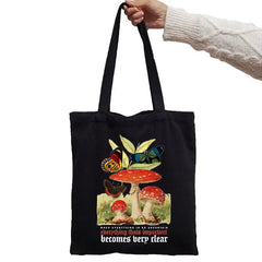 Funny Butterfly Mushroom Shoulder Canvas Bag Harajuku Shopper Handbag