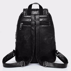 Women Leather School Backpack Waterproof Travel Shoulder Bag