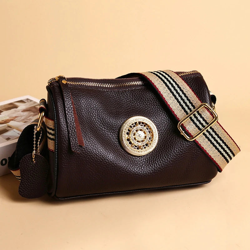 Women Leather Handbags with Metal Lock, Shoulder Bags