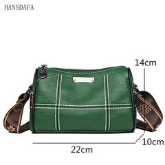 Women Leather Handbags 3 Layers Cow Leather Shoulder Crossbody Bags