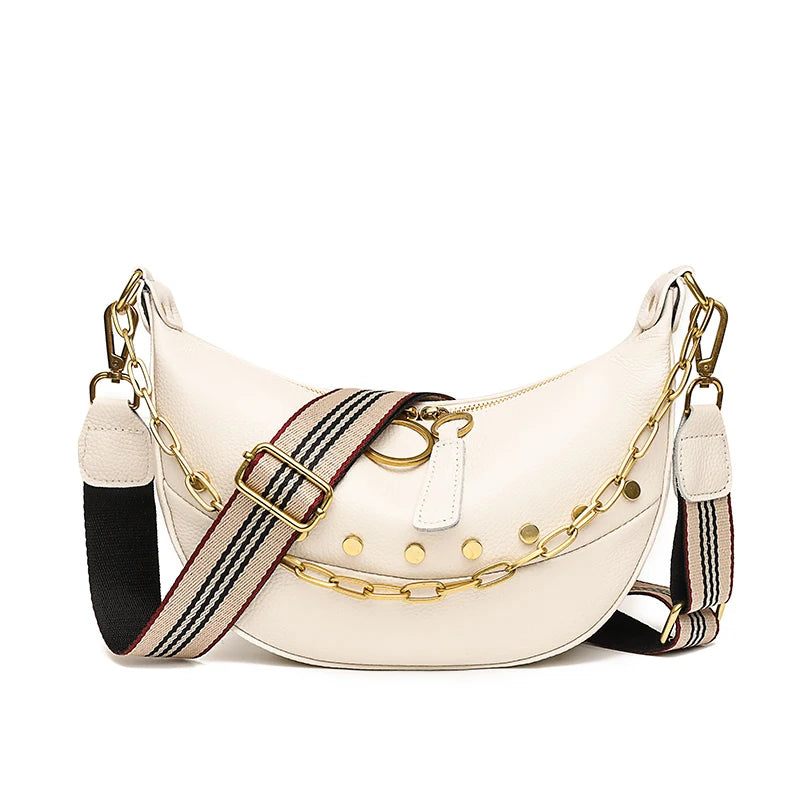 Leather Chain Handbag Soft Tote Bag Rivet Shoulder Bag