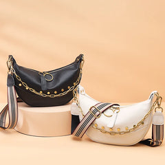 Leather Chain Handbag Soft Tote Bag Rivet Shoulder Bag