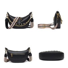 Leather Chain Handbag Soft Tote Bag Rivet Shoulder Bag
