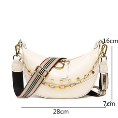 Leather Chain Handbag Soft Tote Bag Rivet Shoulder Bag