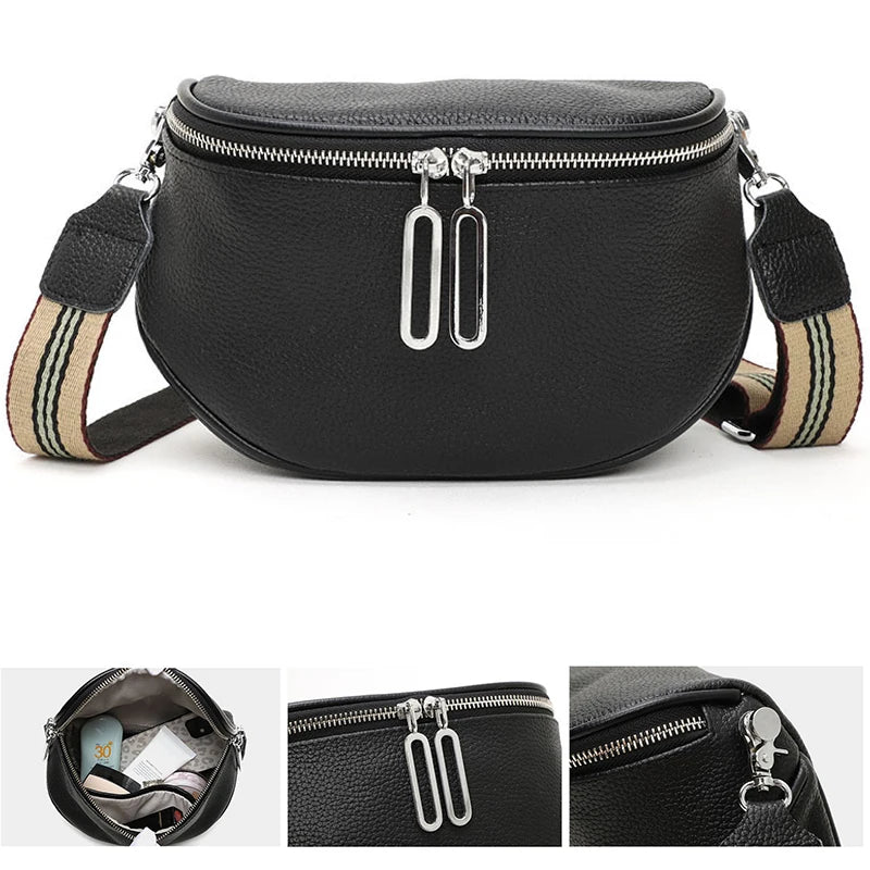 Women Leather Shoulder Bag Totes Waterproof Cowhide Handbag