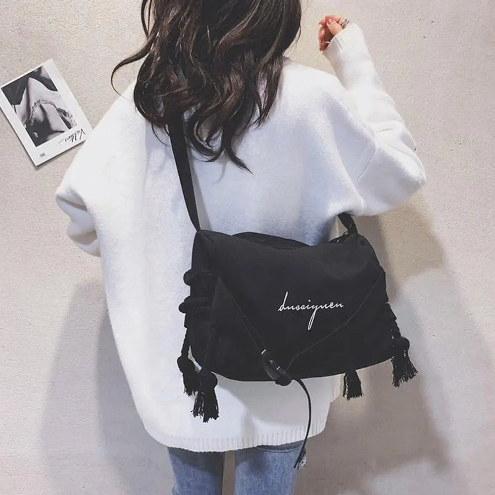 Women Girl Large Capacity Canvas Messenger Bag Girls Tooling Postman Shoulder Ba