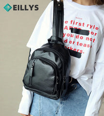 Women Girl Multifunction Backpack School Bag Pu Leather Backpack
