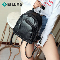 Women Girl Multifunction Backpack School Bag Pu Leather Backpack