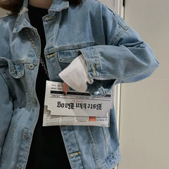 Newspaper Pattern Crossbody Bag Satchel Tote Purse