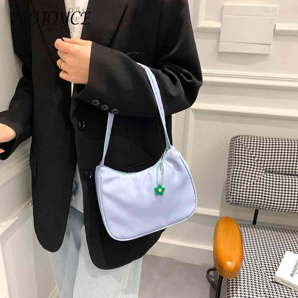 Retro PU Leather Handbag Shoulder Bag Zipper Tote Purse with Flower Pendant