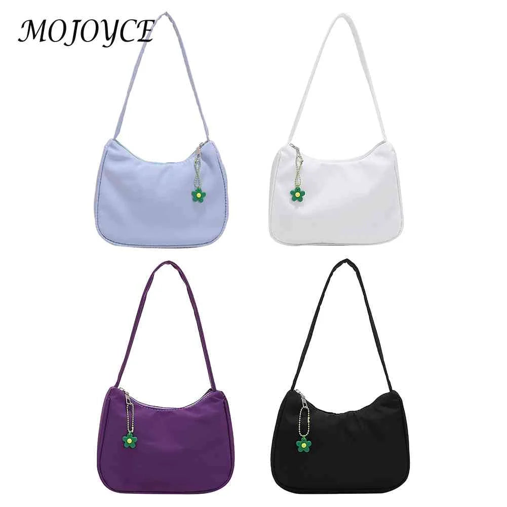 Retro PU Leather Handbag Shoulder Bag Zipper Tote Purse with Flower Pendant