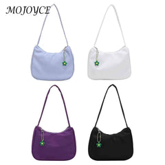 Retro PU Leather Handbag Shoulder Bag Zipper Tote Purse with Flower Pendant