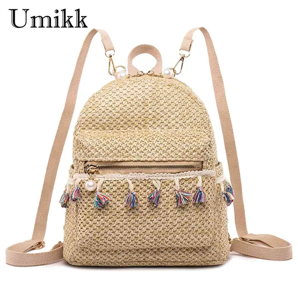 Tassel Weave Backpack Large Capacity Travel Shoulder Bag