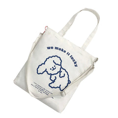 Girls Cartoon Shoulder Bags Canvas Crossbody Messenger Tote for School Shopping