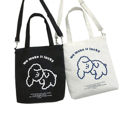Girls Cartoon Shoulder Bags Canvas Crossbody Messenger Tote for School Shopping
