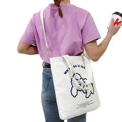 Girls Cartoon Shoulder Bags Canvas Crossbody Messenger Tote for School Shopping